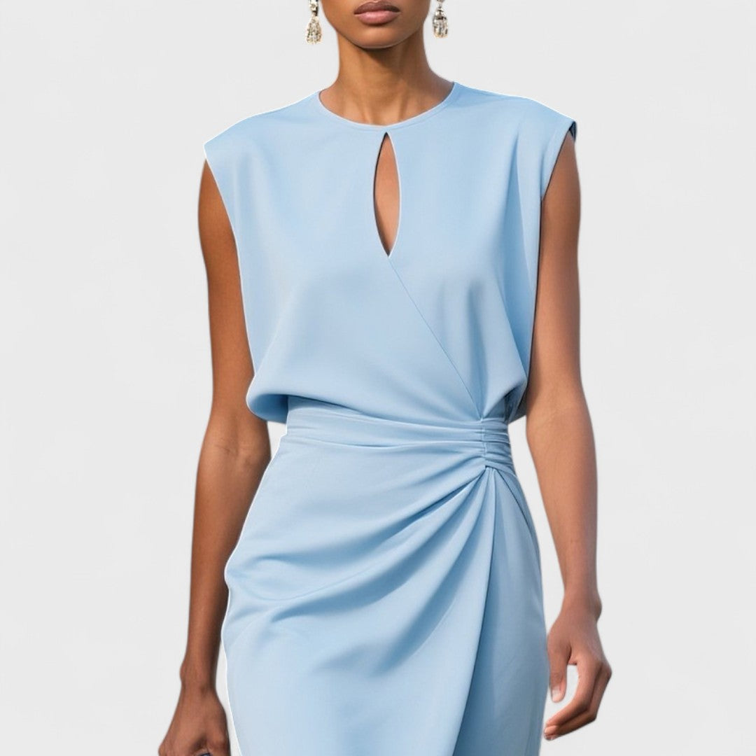 Midi Dress with Silhouette and Stretch Fabric, Invisible Side Zipper