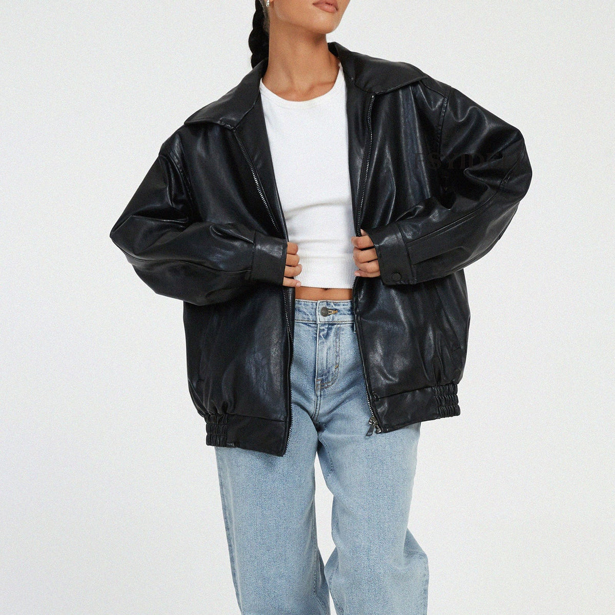 Relaxed Oversized Womens Jacket with Full Zip and Structured Collar, Casual Layering