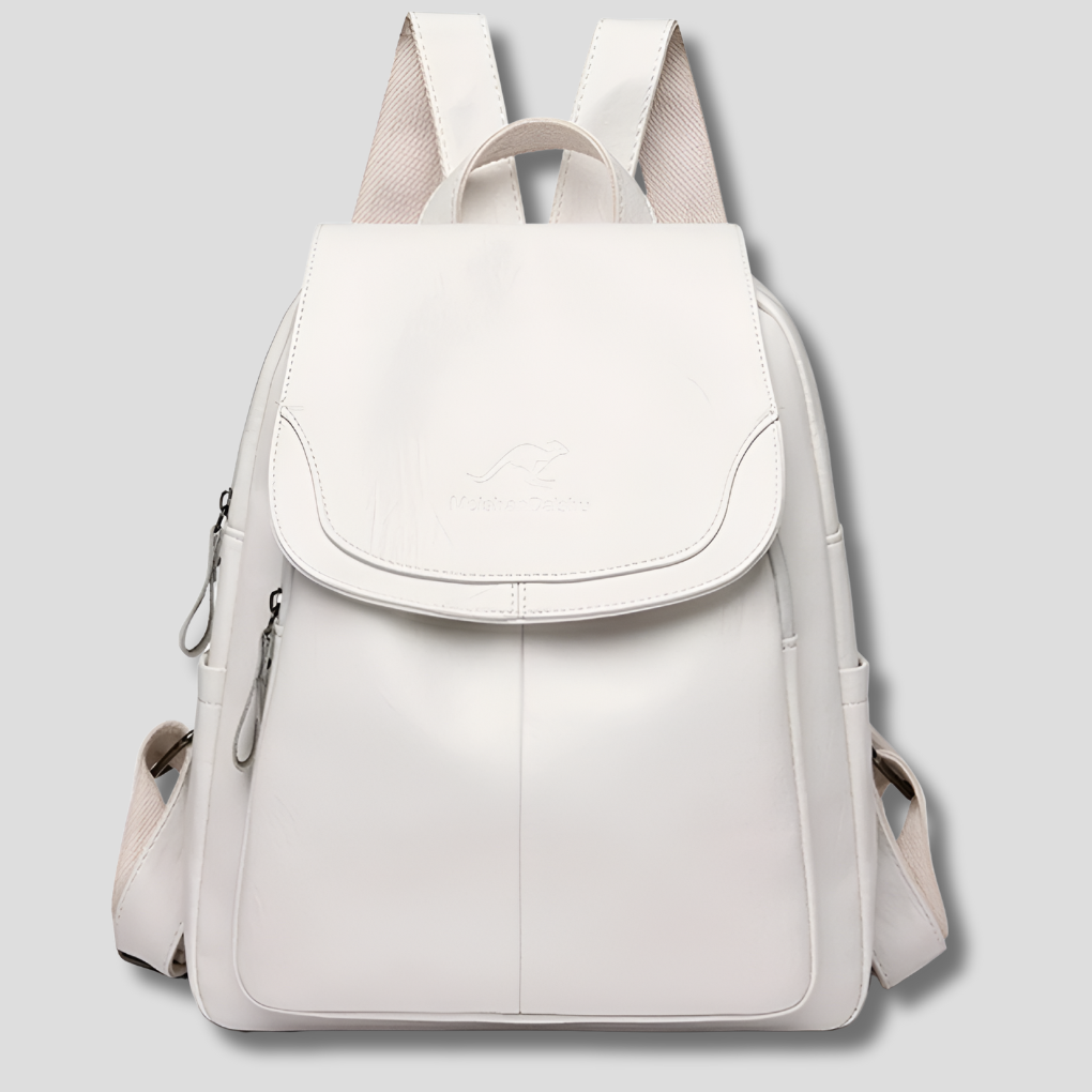 Anti-Theft Backpack for Women with Embossed Leather and Padded Interior, Dust Bag Included