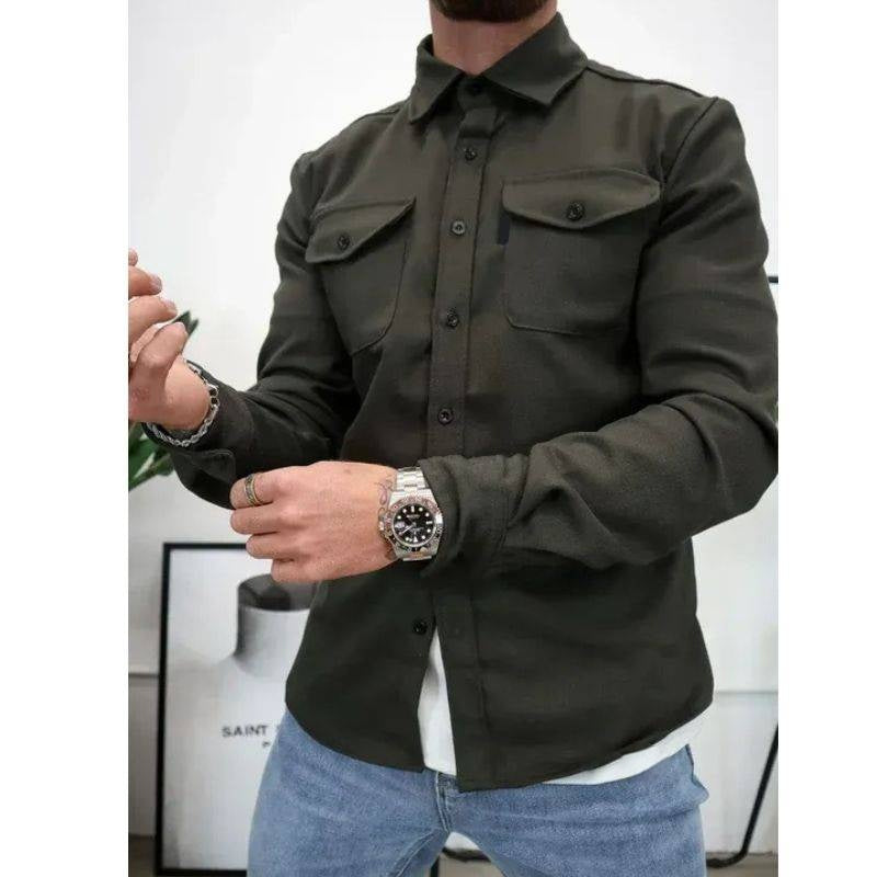 Casual Overshirt with Button Front and Chest Pockets, Modern Relaxed Fit