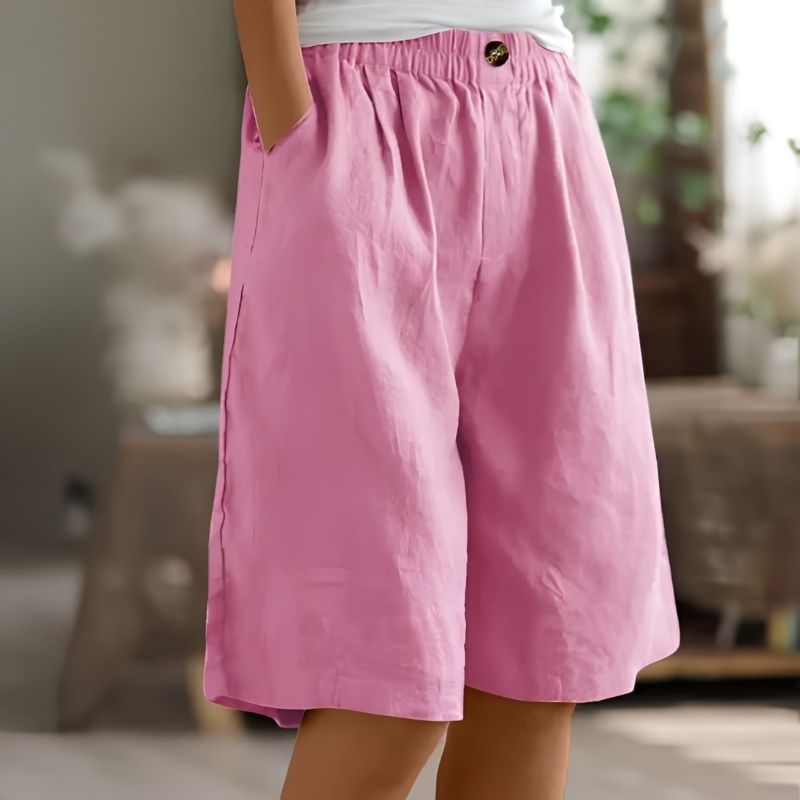 Womens Mid-Thigh Shorts with Elastic Waistband and Breathable Fabric, Relaxed Fit
