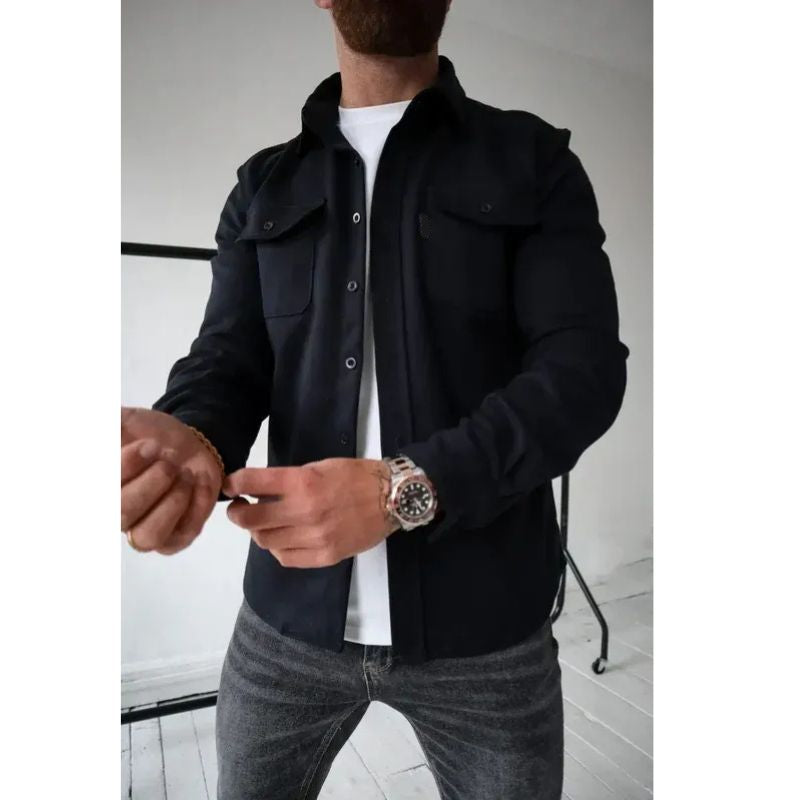 Casual Overshirt with Button Front and Chest Pockets, Modern Relaxed Fit