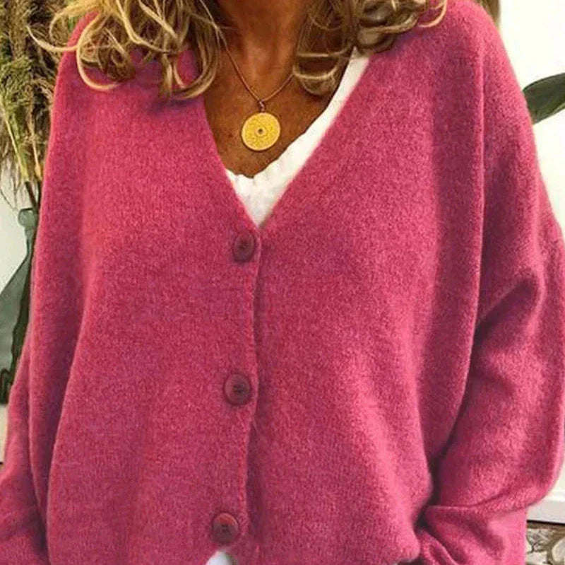 Womens V-Neck Cardigan with Button Front and Soft Knit Blend, Machine Washable
