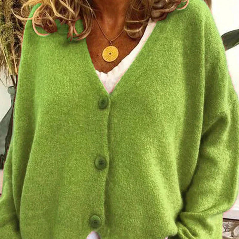 Womens V-Neck Cardigan with Button Front and Soft Knit Blend, Machine Washable