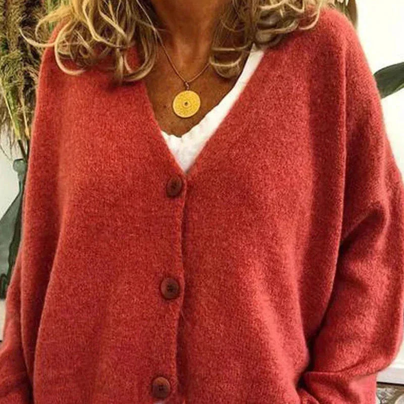 Womens V-Neck Cardigan with Button Front and Soft Knit Blend, Machine Washable