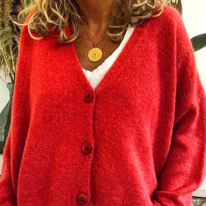 Womens V-Neck Cardigan with Button Front and Soft Knit Blend, Machine Washable