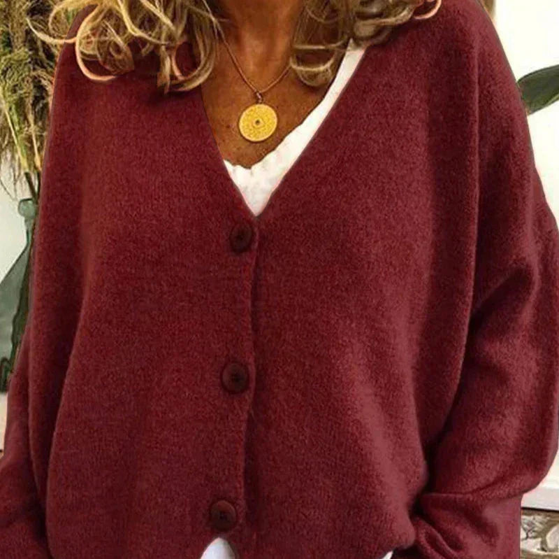 Womens V-Neck Cardigan with Button Front and Soft Knit Blend, Machine Washable