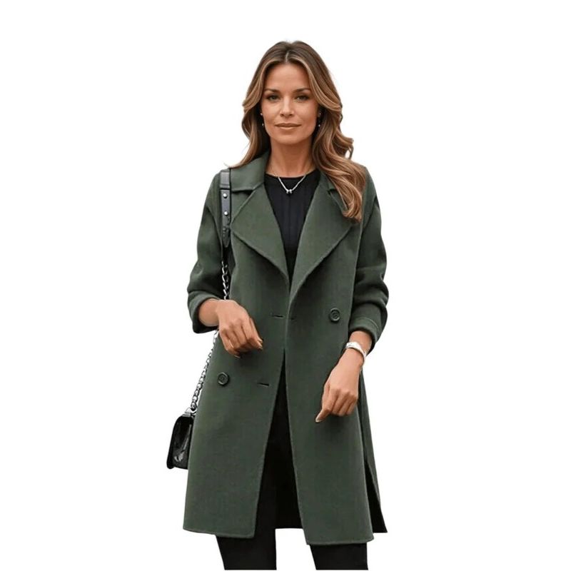 Double-Breasted Longline Winter Coat for Women