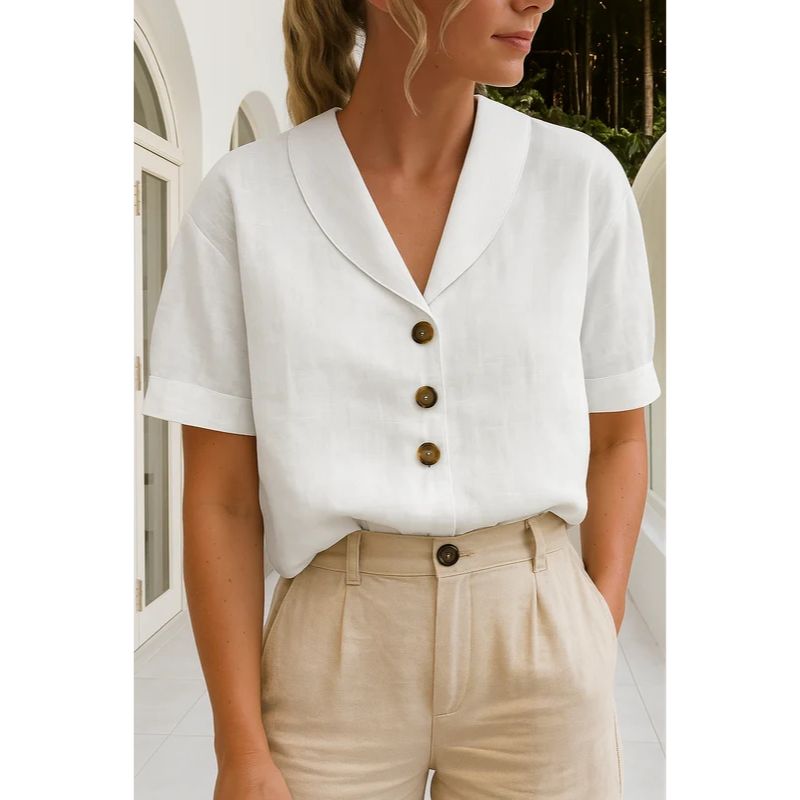 Wrap Neckline Blouse with Lightweight Breathable Fabric and Versatile Styling