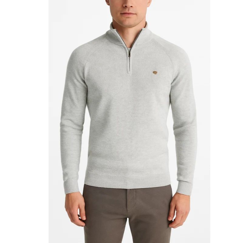Reborn Styles - Ribbed Knit Quarter-Zip Sweater