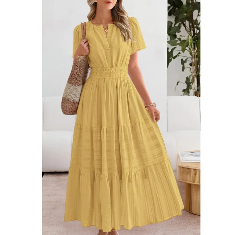 Flowy Midi Dress with Boho Pattern and Cotton Blend, Lined A-Line