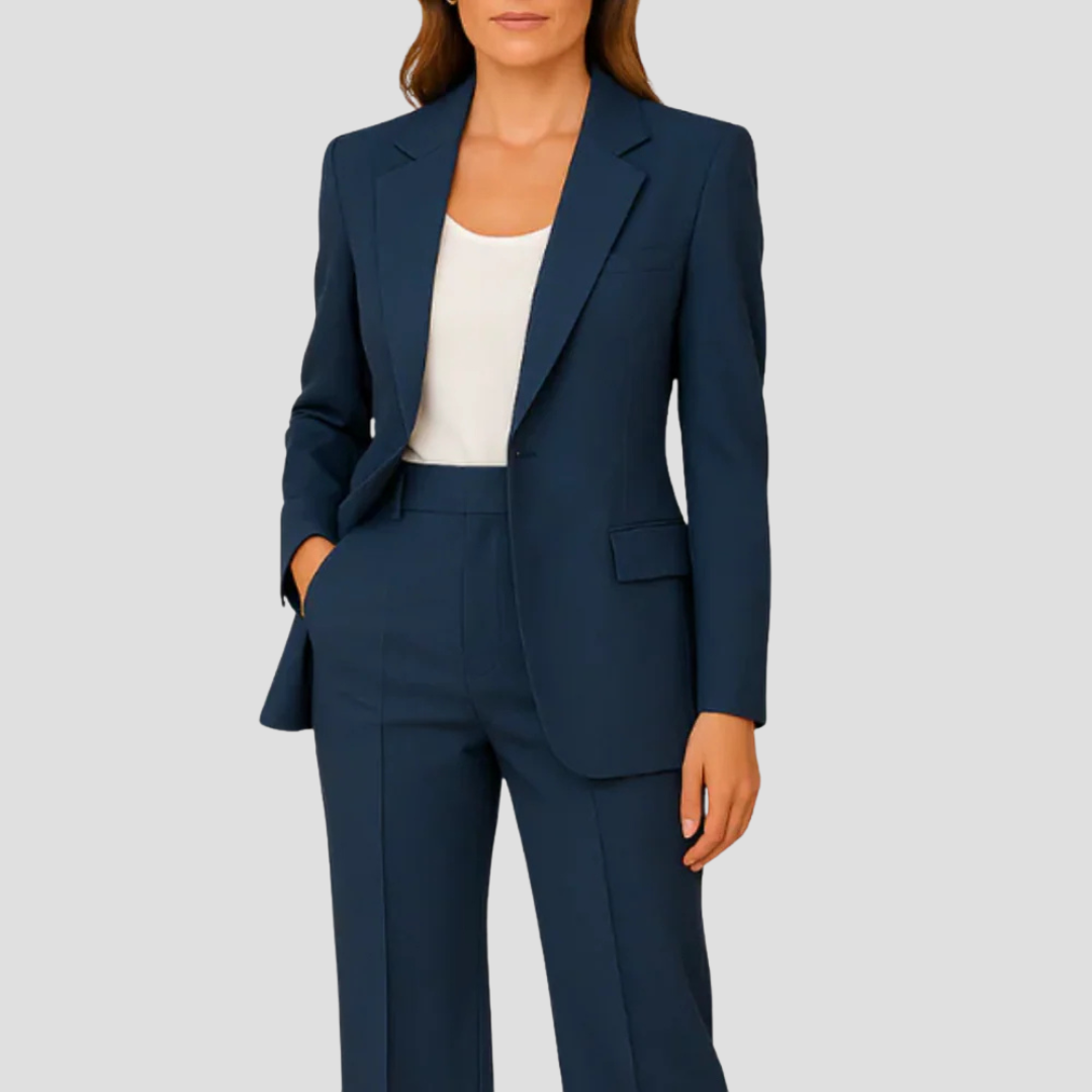 Womens Suit Set with Long Blazer and Matching Trousers