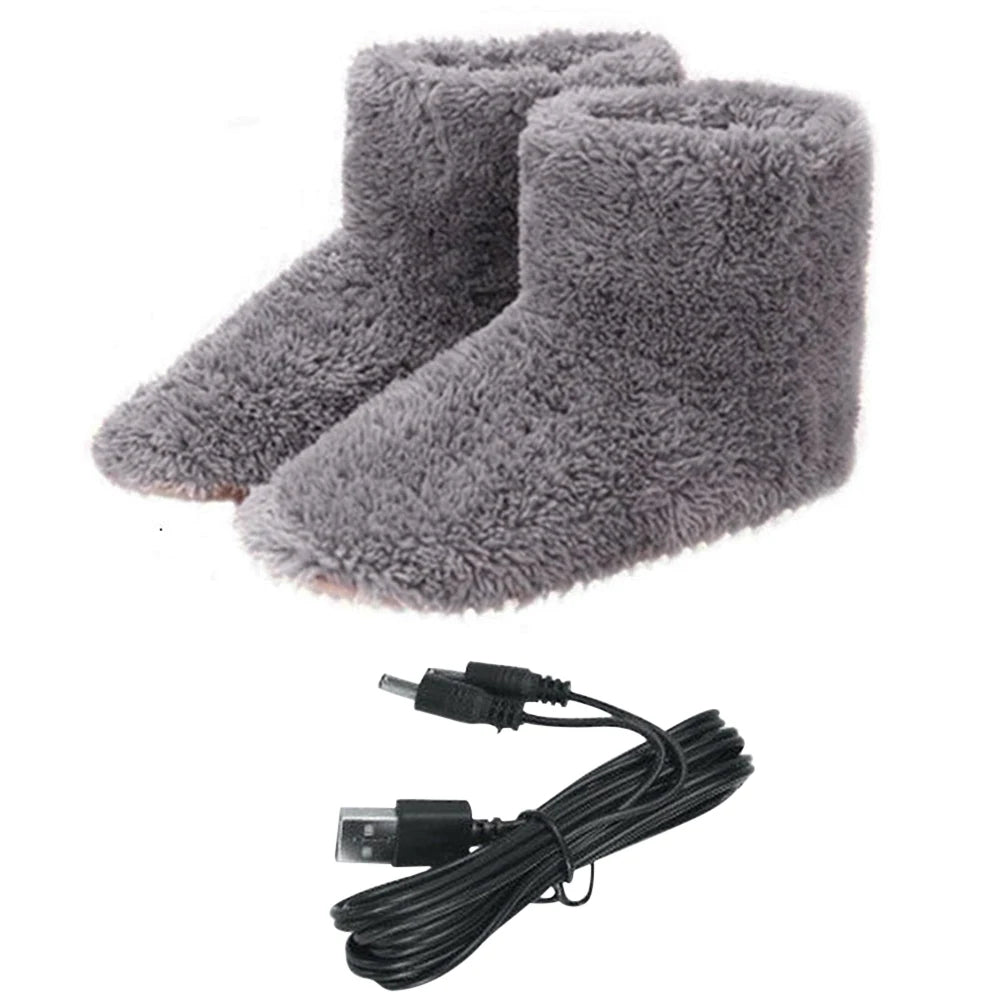 Heated Slippers with USB Power and Even Heat Distribution, Washable Plush