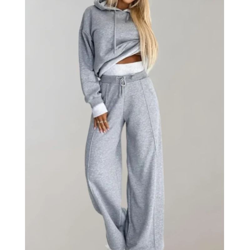 Womens Hoodie and Jogger Set with Drawstring Waist, Kangaroo Pocket