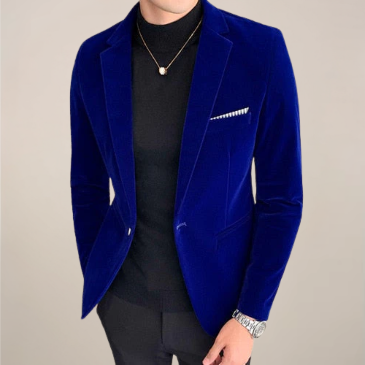 Velvet Blazer for Men with Slim Fit and Classic Lapels, Evening Wear