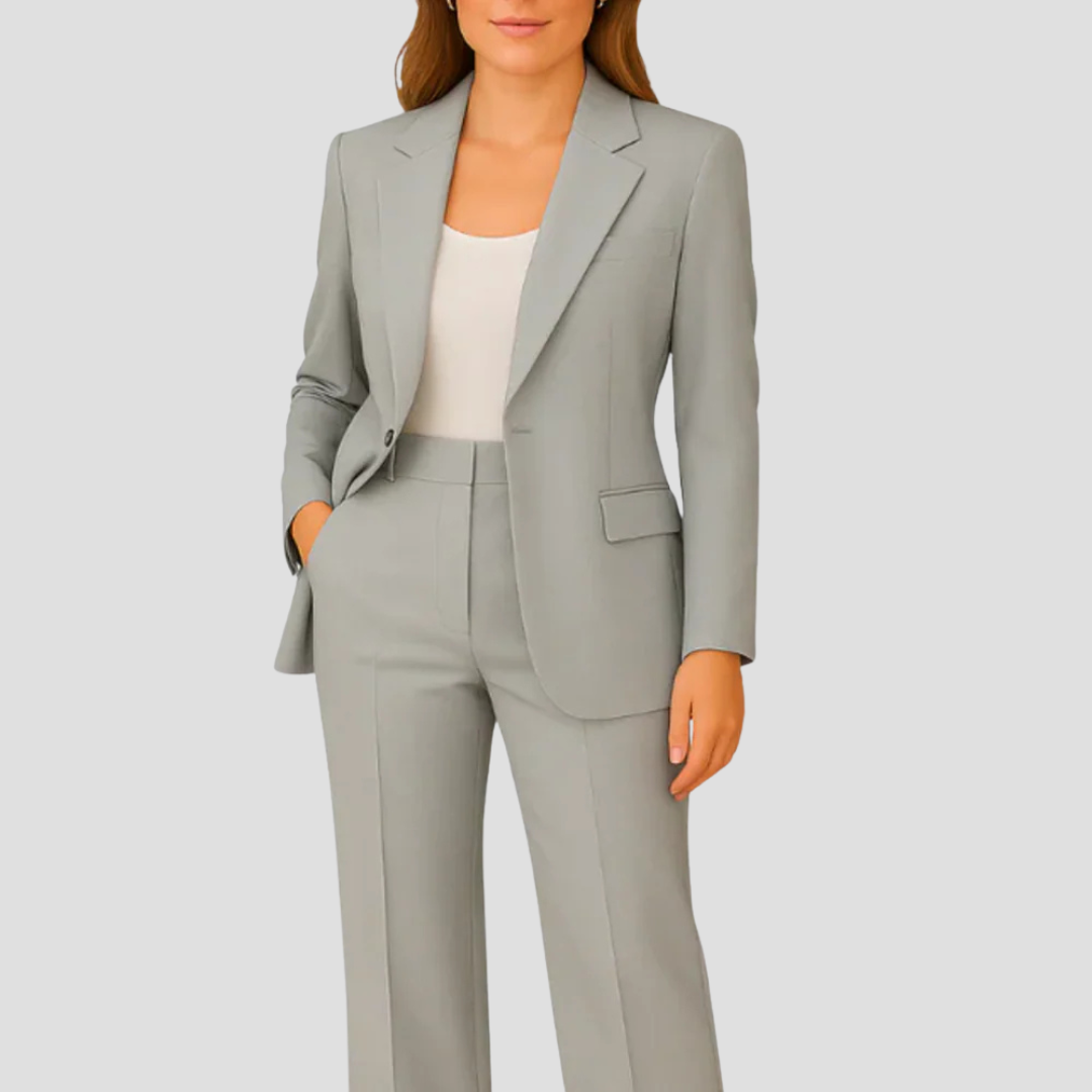 Womens Suit Set with Long Blazer and Matching Trousers