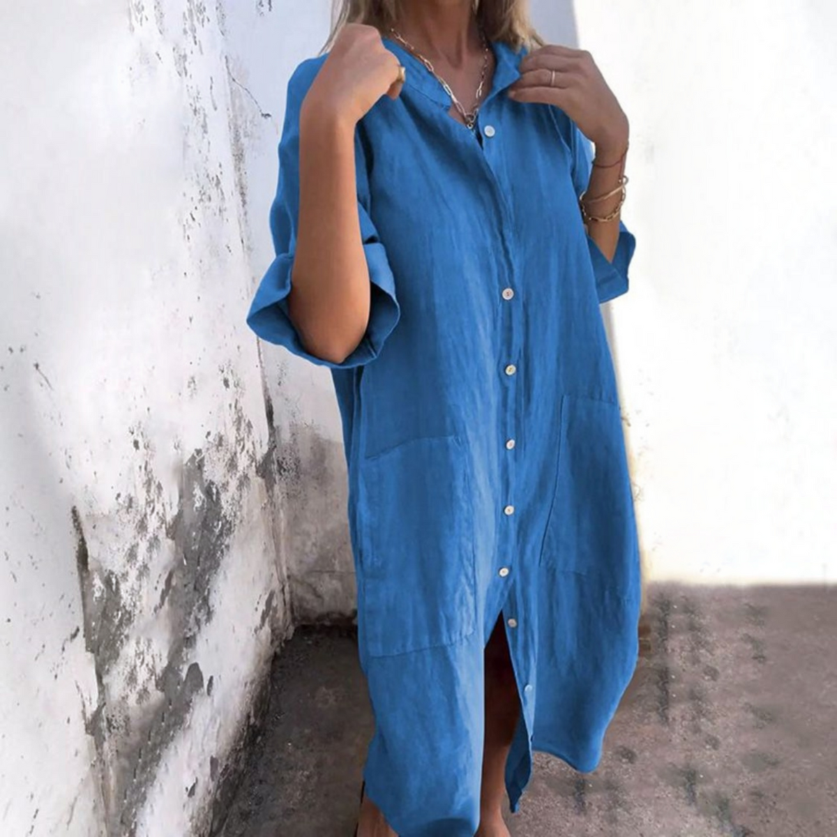 Linen Shirt Dress with Relaxed Boho Fit and Breathable Fabric, Travel Ready