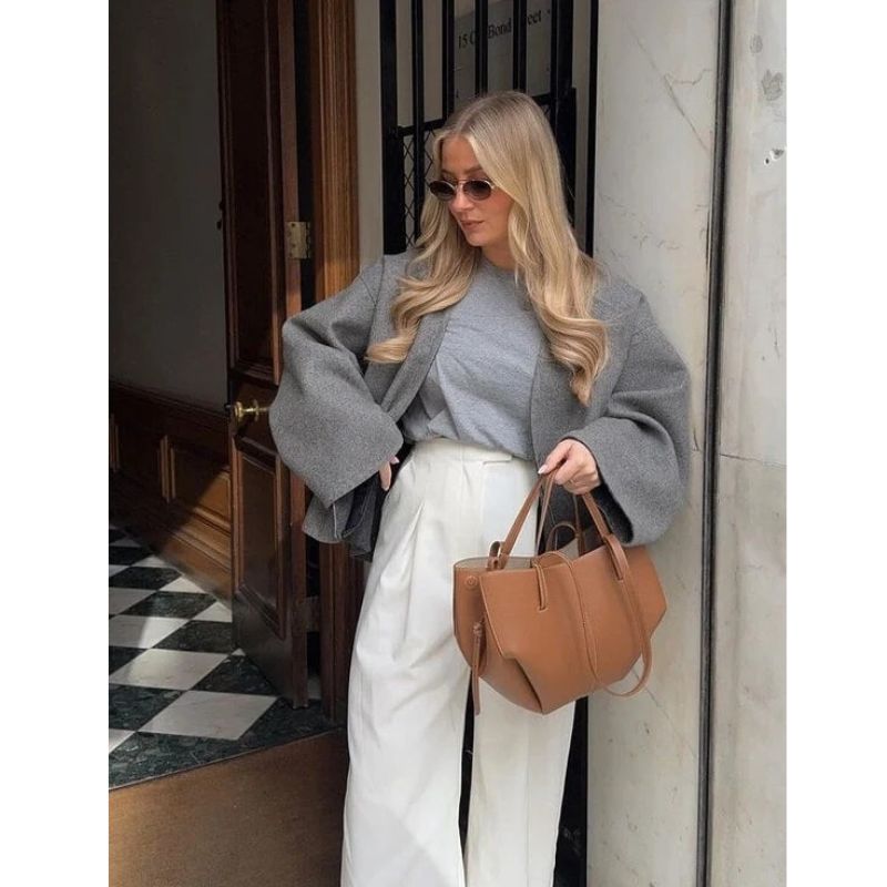 Structured Large Tote Bag with Shoulder Handles for Laptops and Work Essentials
