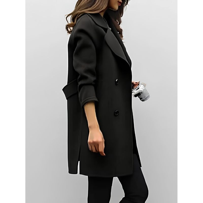 Double-Breasted Longline Winter Coat for Women