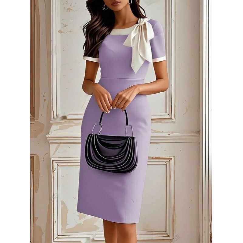 Short Sleeve Formal Dress Bodice and Natural Drape for Women