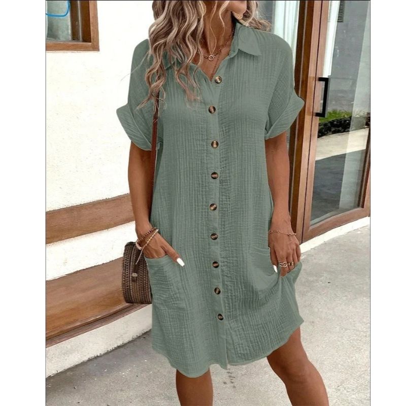 Breathable Lightweight Dress with Relaxed Drape and Wrinkle-Resistant Fabric
