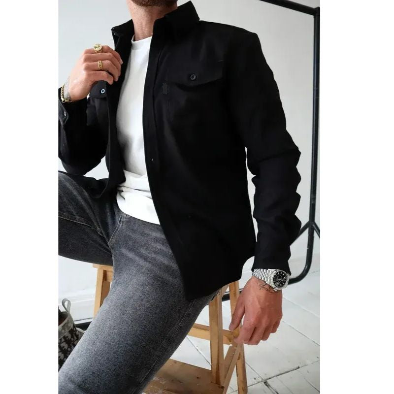Casual Overshirt with Button Front and Chest Pockets, Modern Relaxed Fit
