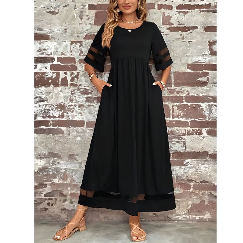 Tummy-Smoothing Dress with Flowing Fabric and Flattering Silhouette