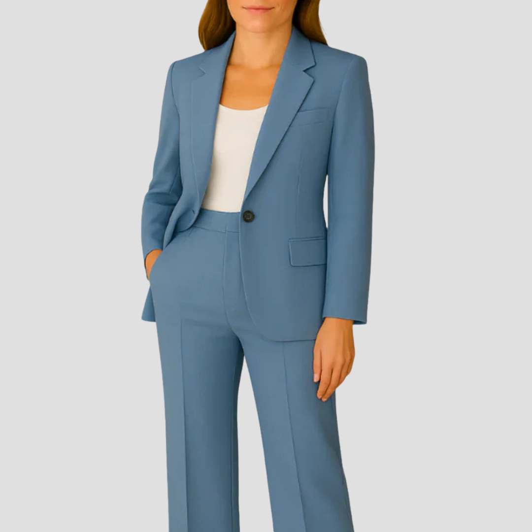 Womens Suit Set with Long Blazer and Matching Trousers