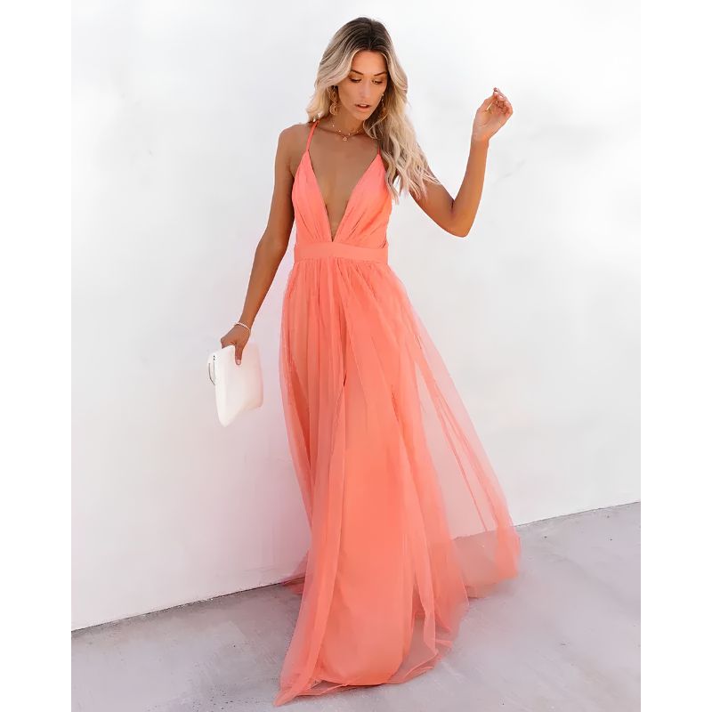 Womens Maxi Dress with Flowing Silhouette and Lightweight Fabric