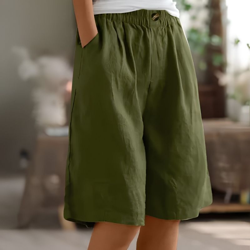 Womens Mid-Thigh Shorts with Elastic Waistband and Breathable Fabric, Relaxed Fit