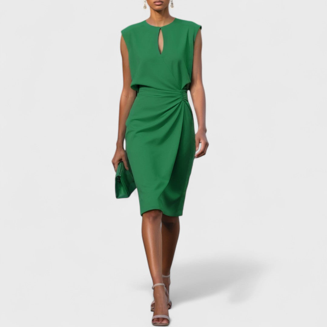 Midi Dress with Silhouette and Stretch Fabric, Invisible Side Zipper