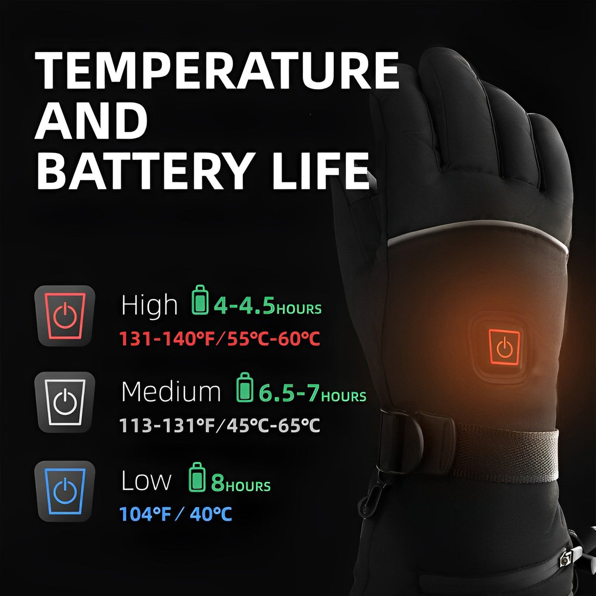 Heated Hand Gloves with Full Finger Warmth and Fast Heat-Up Technology
