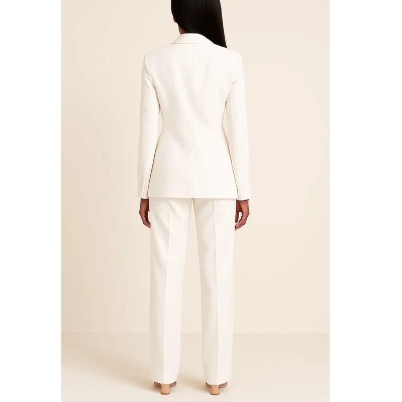 Womens Tailored Suit Set with Longline Blazer and Slim Trousers, Slight Stretch Fabric