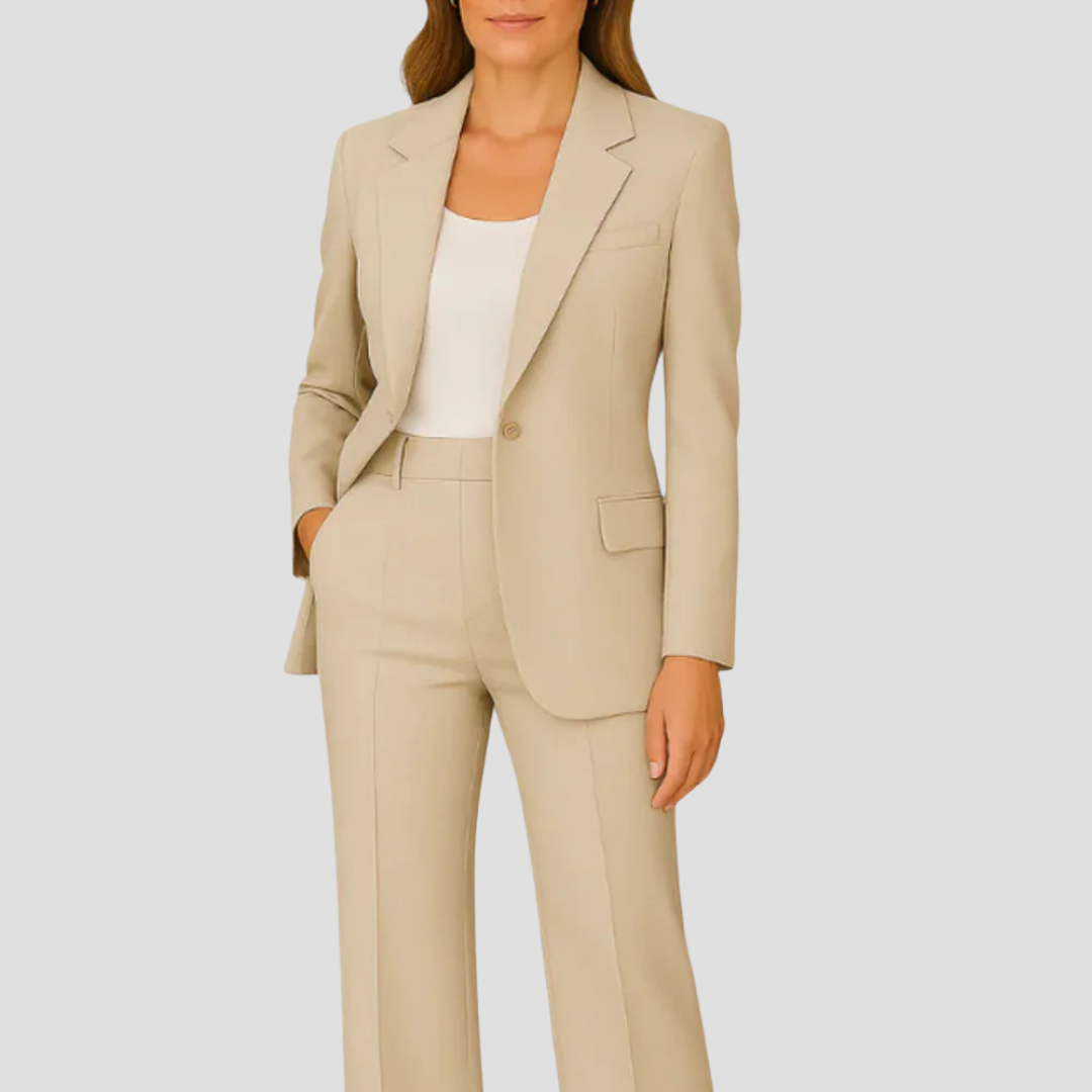 Womens Suit Set with Long Blazer and Matching Trousers