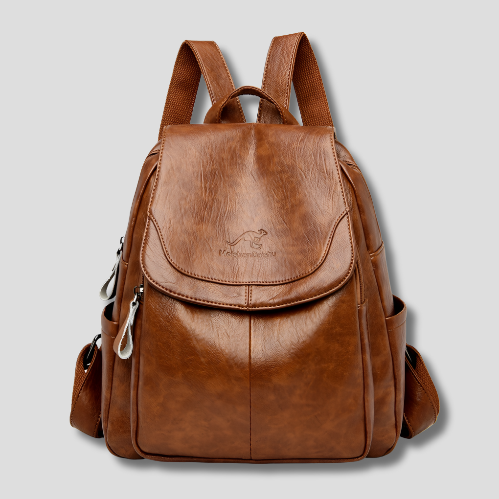 Anti-Theft Backpack for Women with Embossed Leather and Padded Interior, Dust Bag Included
