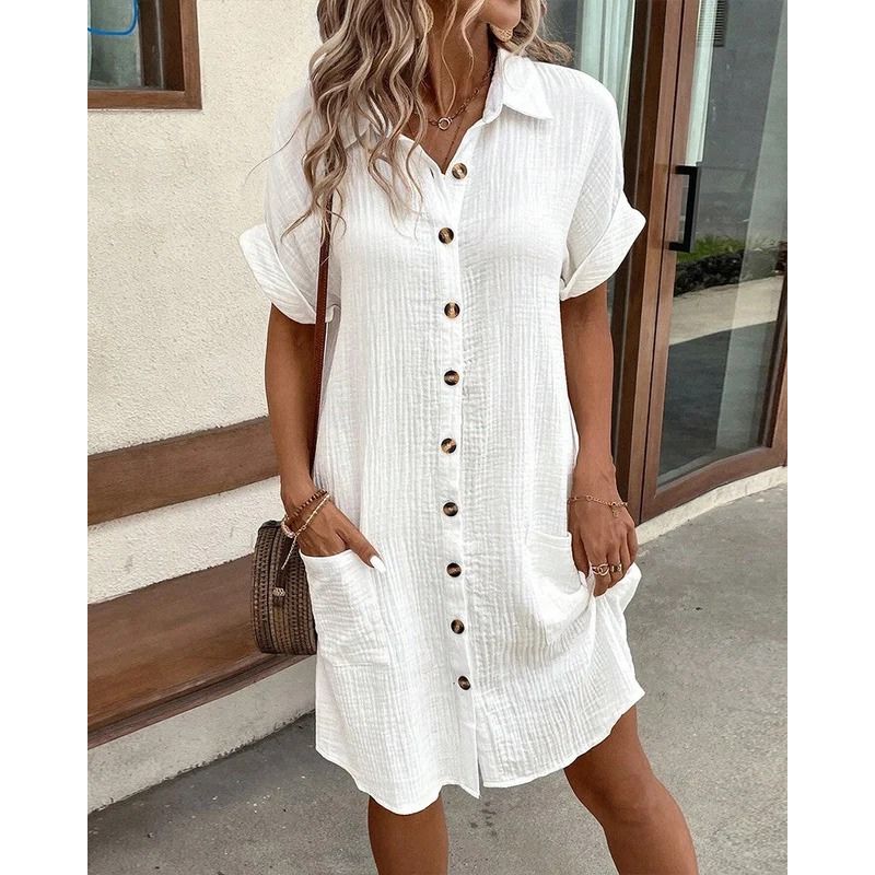 Breathable Lightweight Dress with Relaxed Drape and Wrinkle-Resistant Fabric