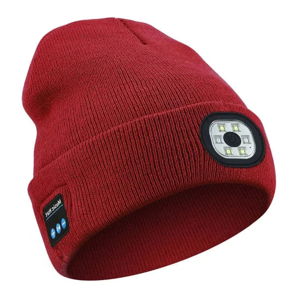 Rechargeable LED Beanie with Wireless Audio and Three Light Modes