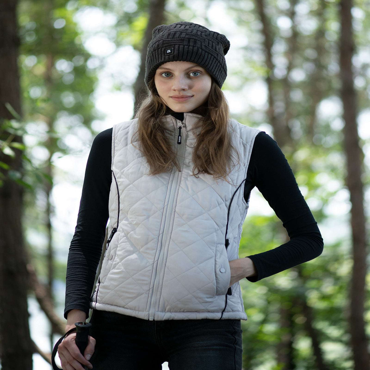 ARRIS Heated Vest for Women, Size Adjustable 7.4V Electric Warm Vest 8 Heating Panels with Battery Pack(Grey White)