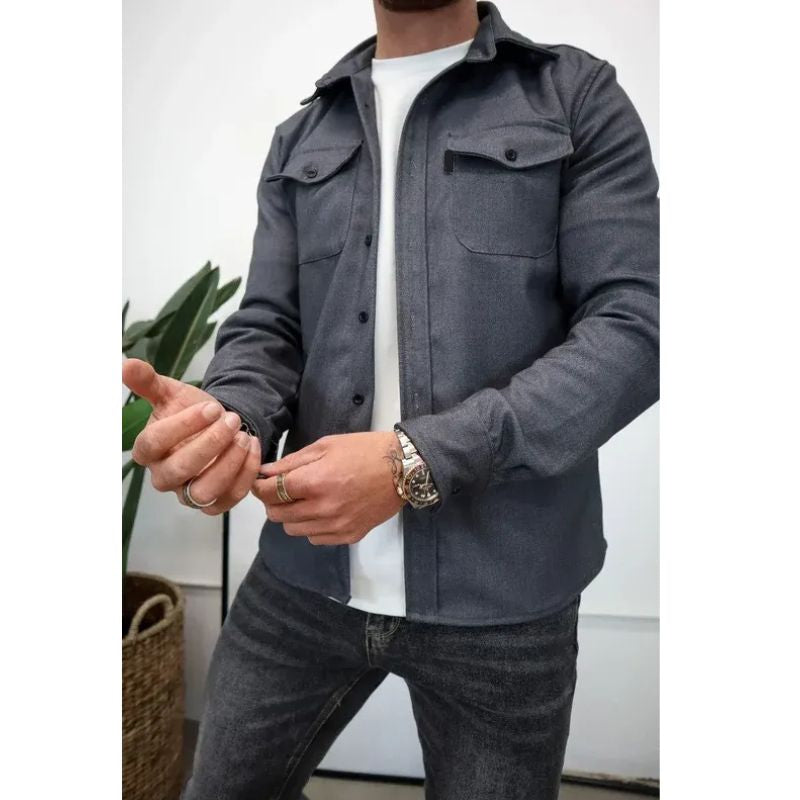 Casual Overshirt with Button Front and Chest Pockets, Modern Relaxed Fit