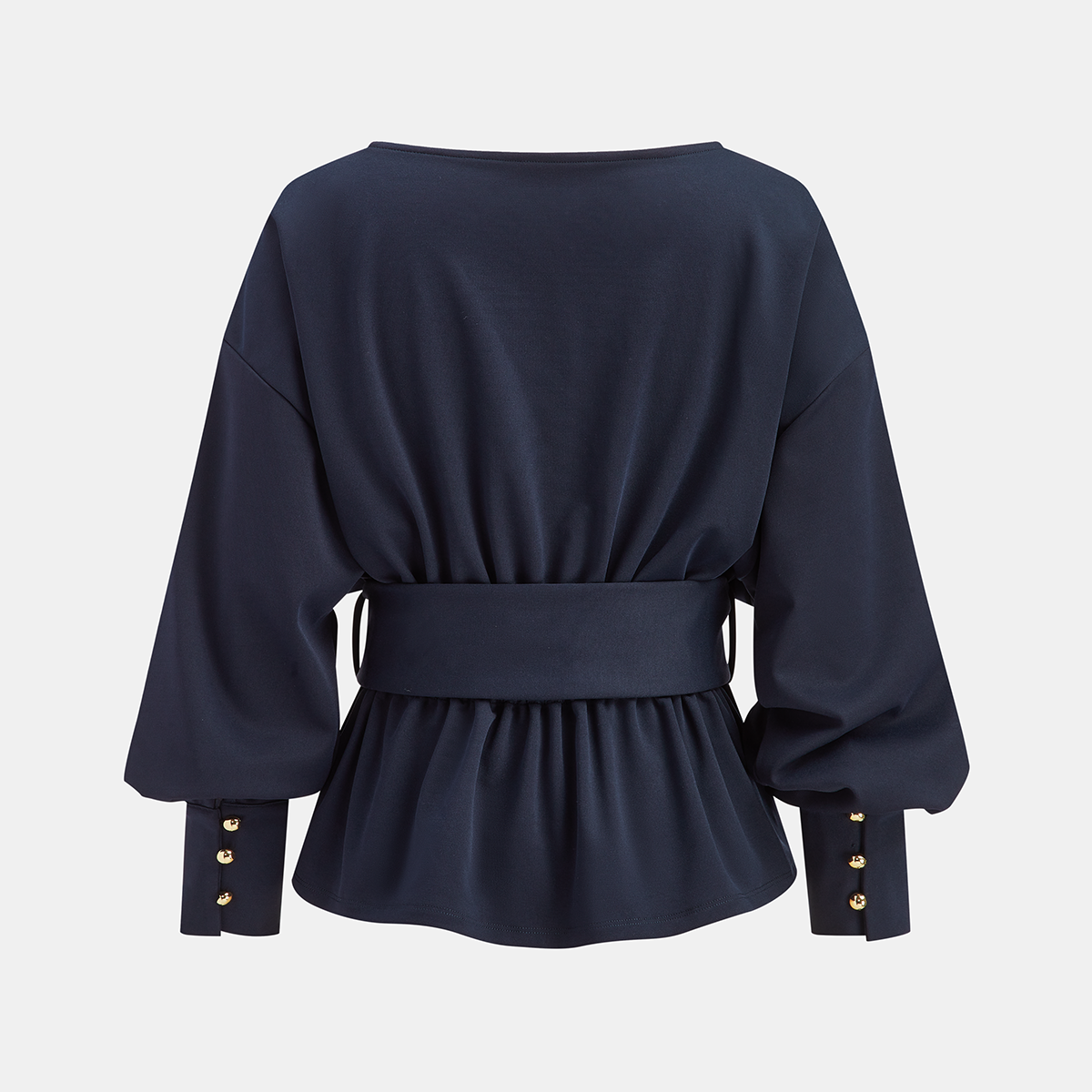 Crew Neck Sweatshirt with Adjustable Waist Belt and Long Sleeves