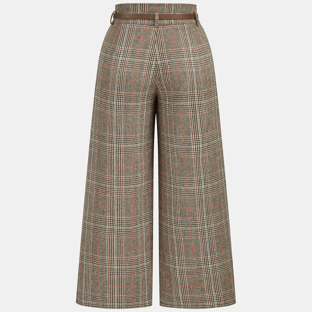 High Waist Pants with Belted Waist and Woven Polyester, Regular Fit