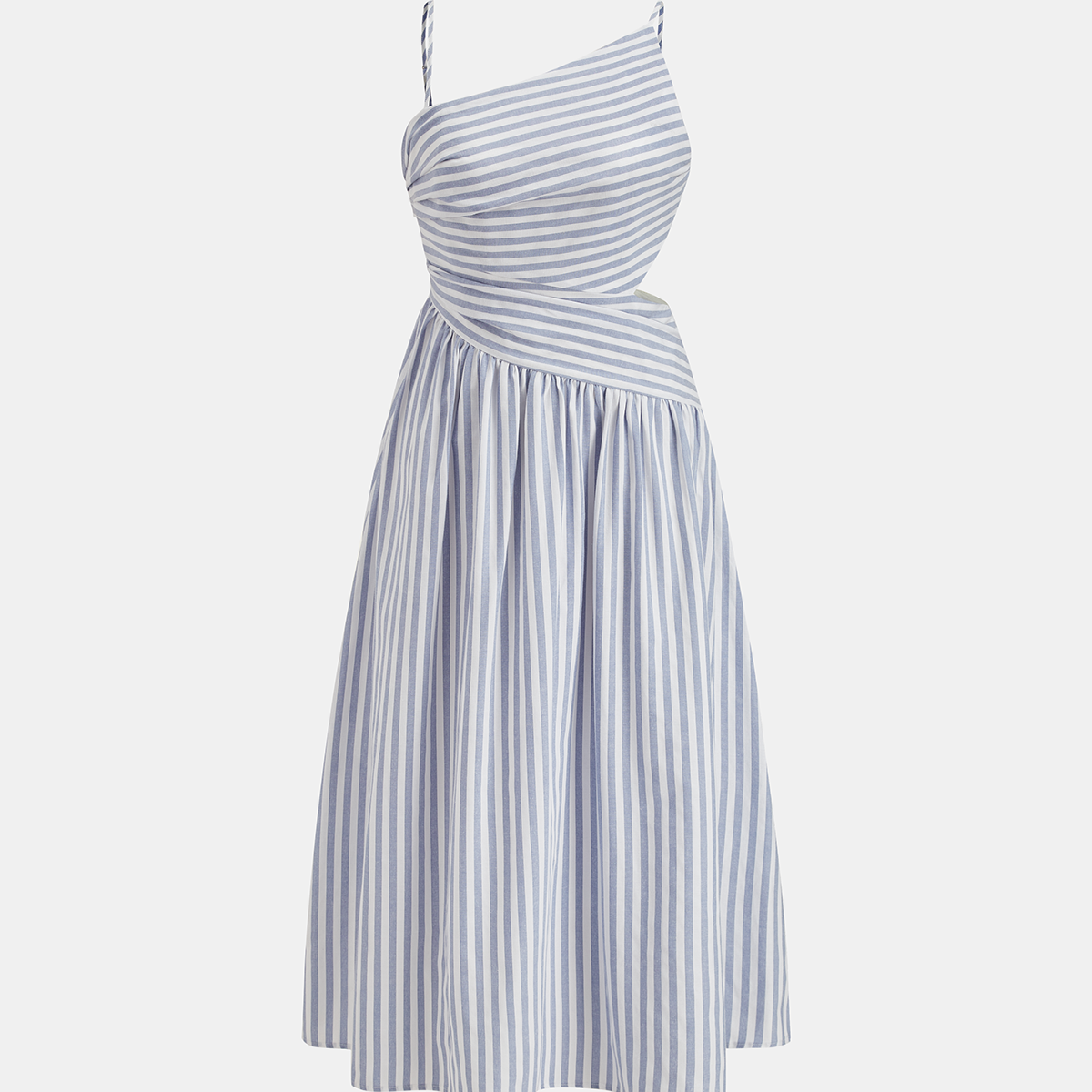 Asymmetrical Maxi Dress with Invisible Side Zipper and Cotton Blend Fabric