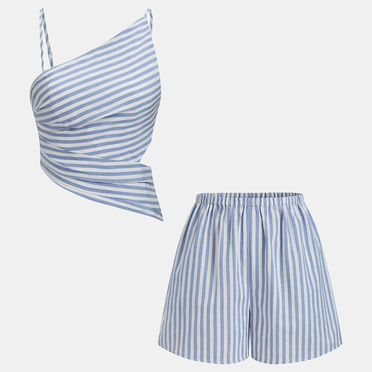Cotton Blend Pajama Set with Short Sleeve Top and Elastic Waist Shorts