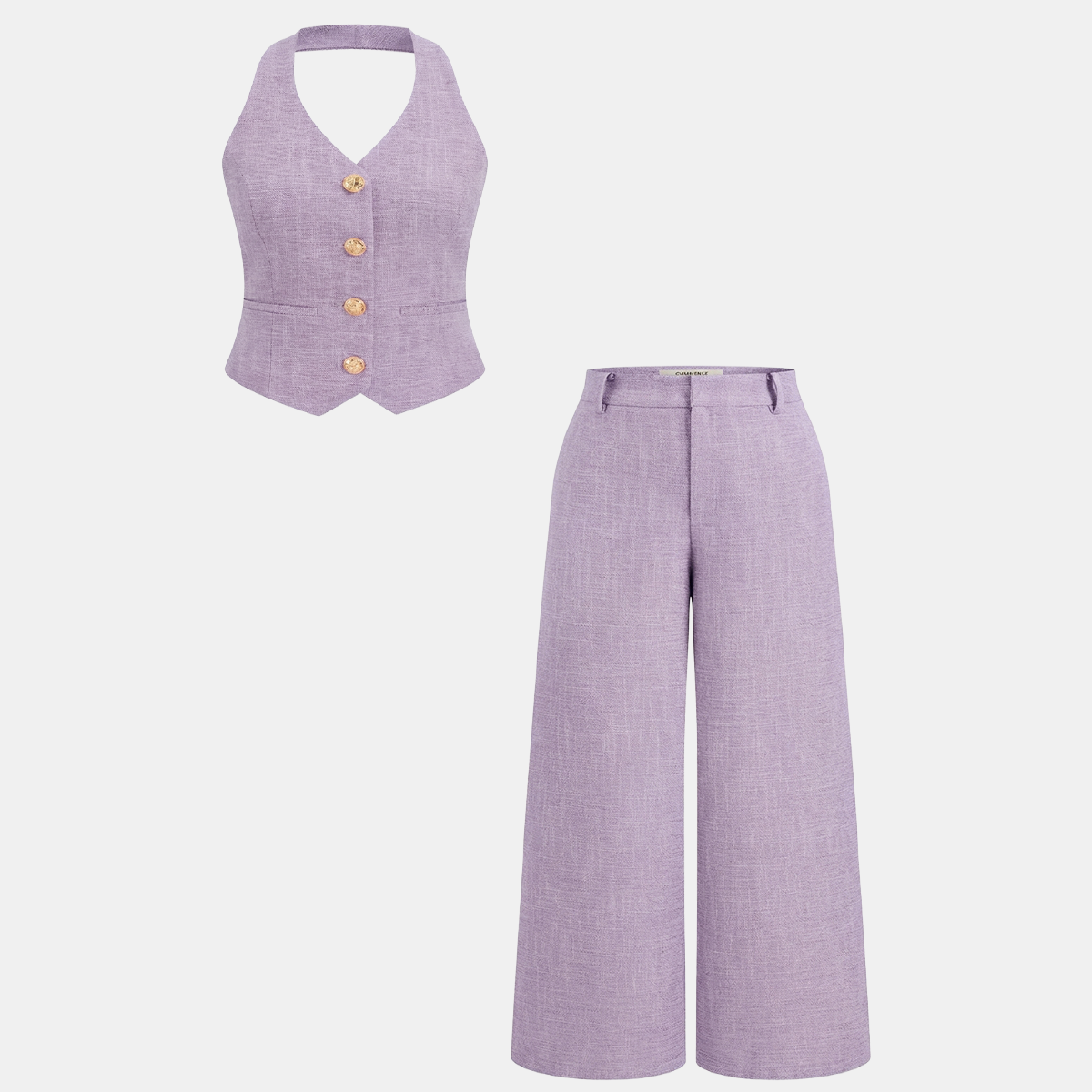 Womens Sleeveless Fitted Vest and Wide Leg Pants Two-Piece Set