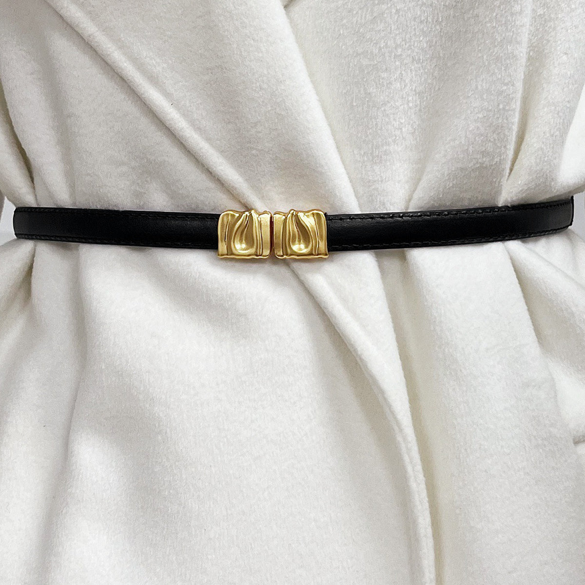 Adjustable Belt with Metal Buckle and Polyurethane Strap, 37.4 inches Length