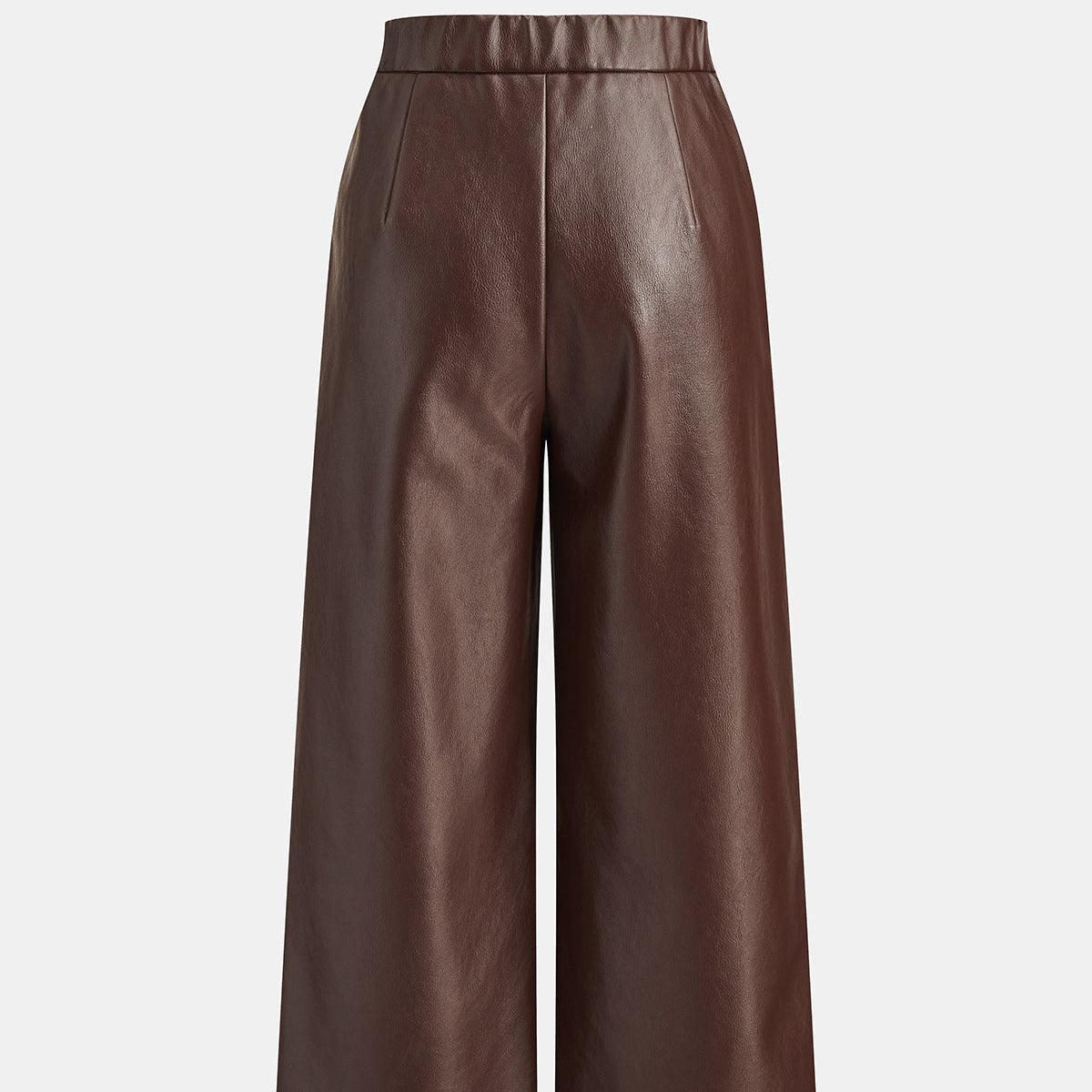 Straight Leg Faux Leather Pants with Elastic Waistband and Full Lining