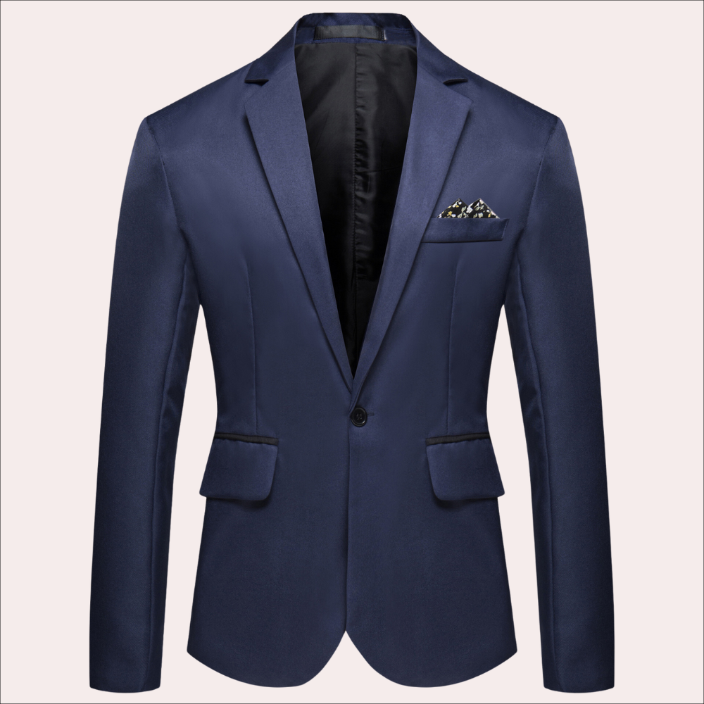 Blazer with Breathable Blend and Notch Lapel for Men - Single-Button Closure