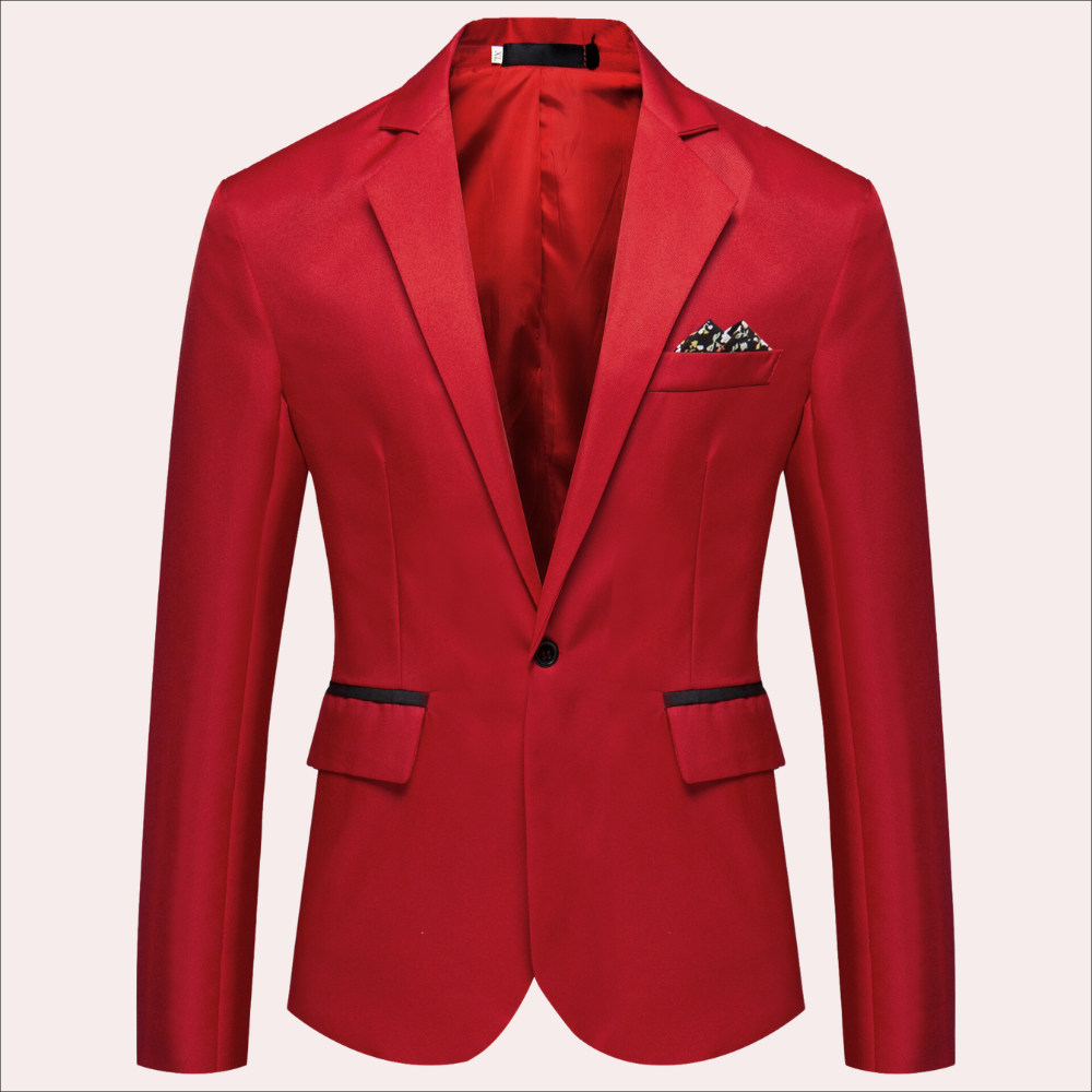 Blazer with Breathable Blend and Notch Lapel for Men - Single-Button Closure
