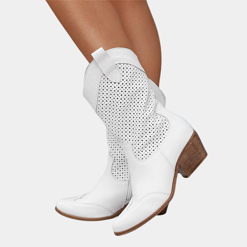 Orthopedic Cowboy Boots with Gel-Filled Insole and Breathable Textile Upper, Low Heel