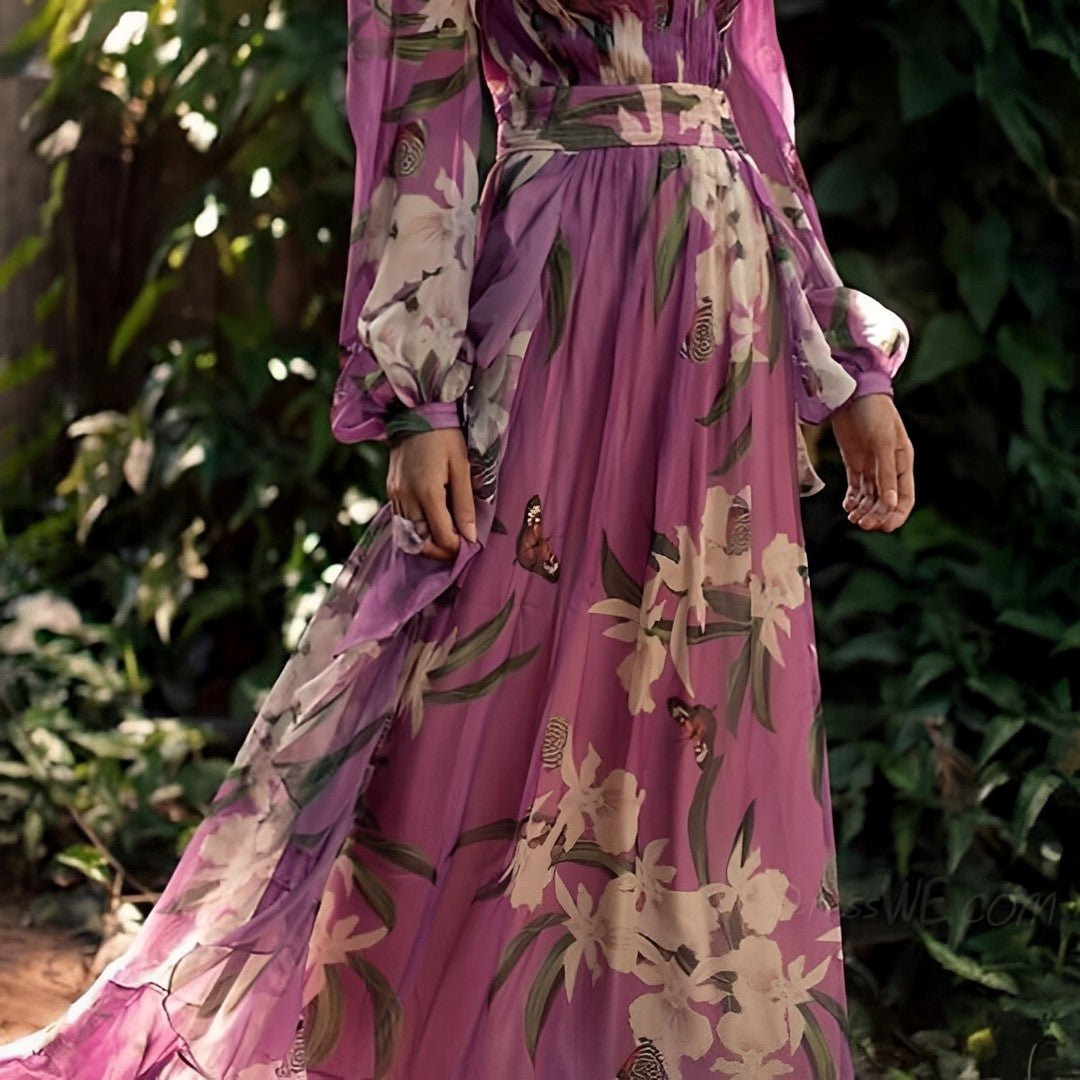 Rachel | Women’s Lightweight Floral Chiffon Dress with Flowy Fit - Image 4